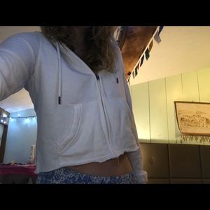 Hollister white cropped hoodie